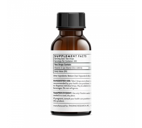Витамин Д, Thorne Research, Vitamin D, 30 мл